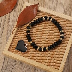 Black Heart Bracelet (Stretch)